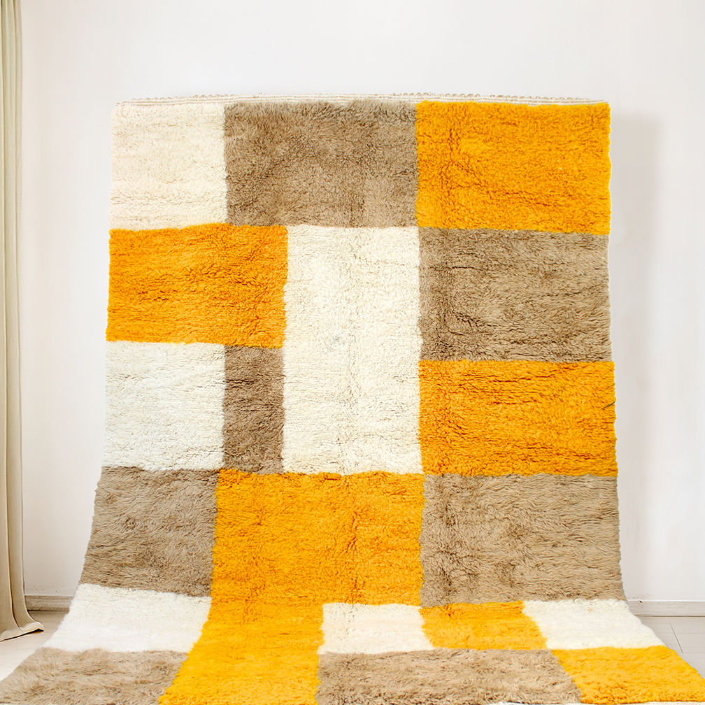 Moroccan custom rug from Beni Ourain, Wool, Beige