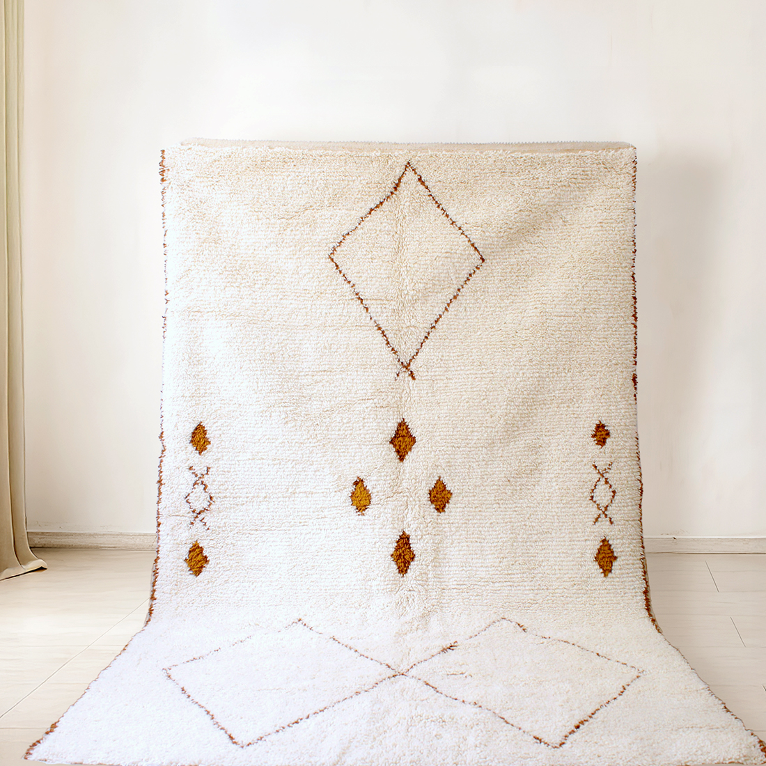 Moroccan custom rug from Beni Ourain, Wool, White