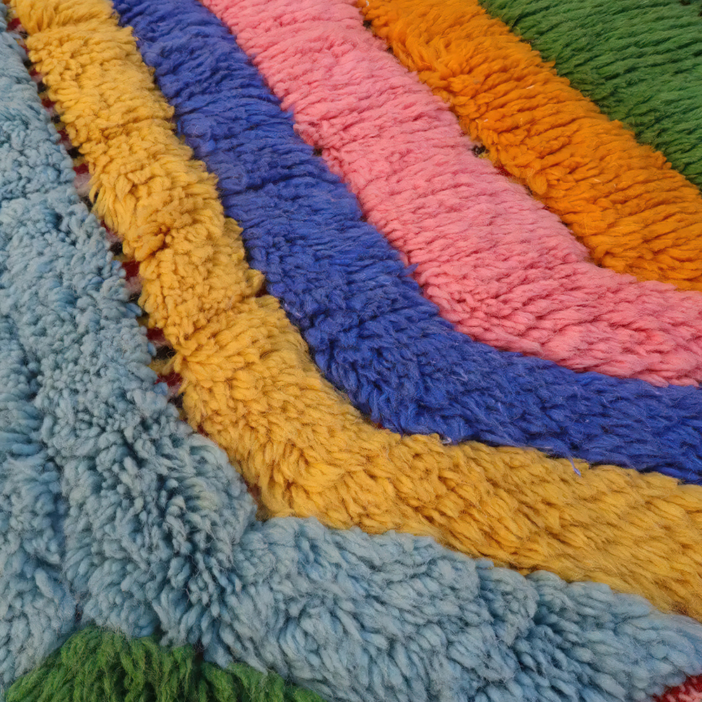 Moroccan custom rug from Beni Ourain, Wool, Colorful