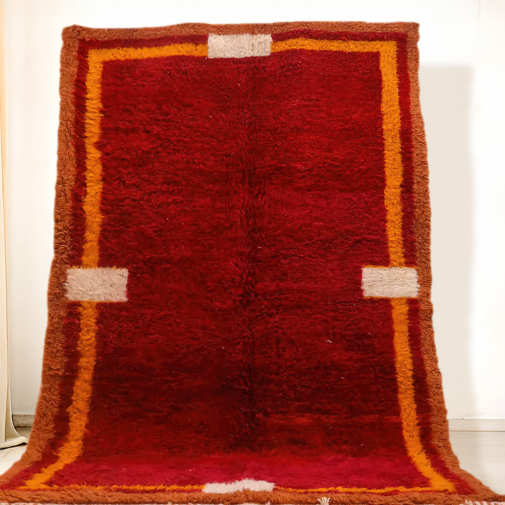Moroccan custom rug from Beni Ourain, Wool, Red