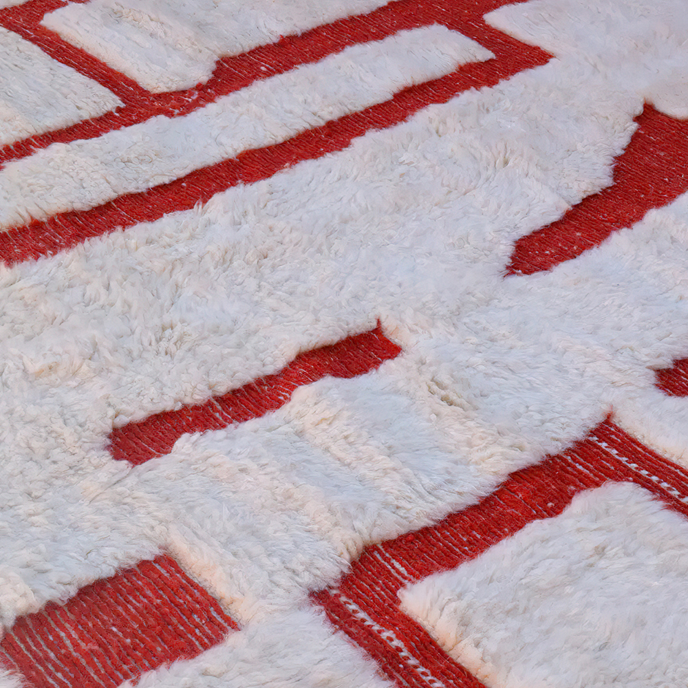 Moroccan custom rug from Beni Ourain, Wool, Red