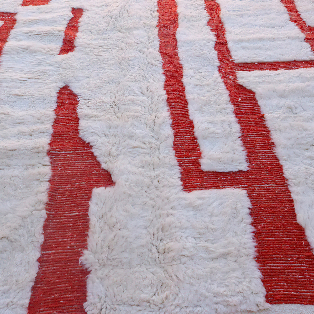Moroccan custom rug from Beni Ourain, Wool, Red