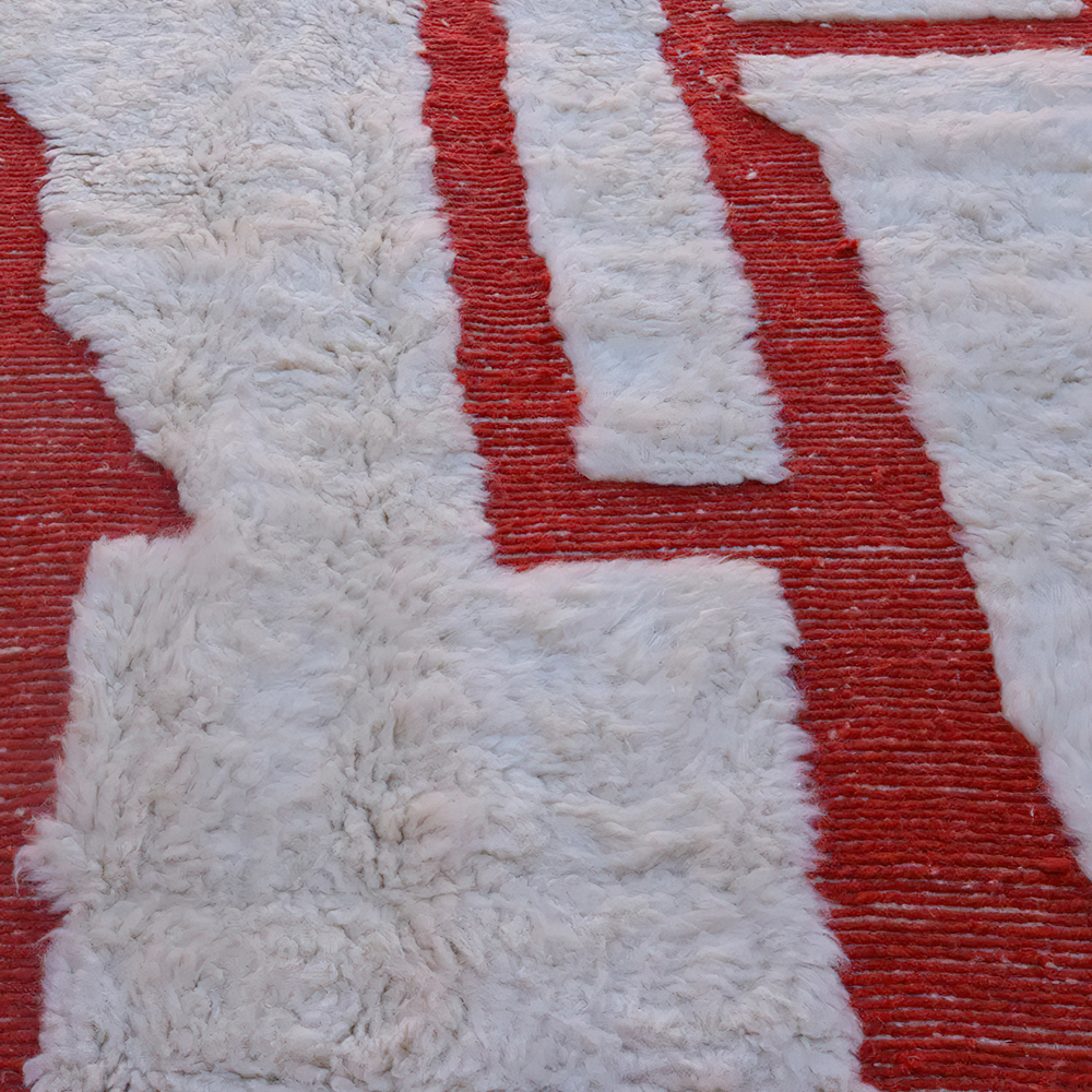 Moroccan custom rug from Beni Ourain, Wool, Red
