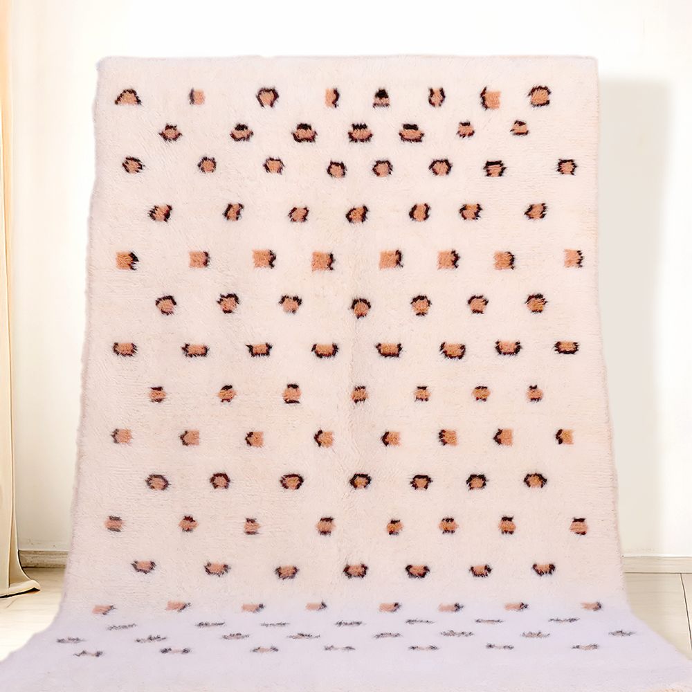 Moroccan custom rug from Beni Ourain, Wool, White
