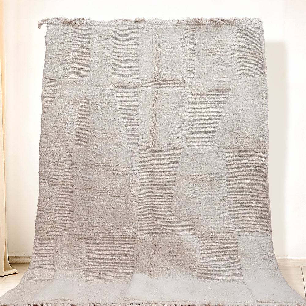 Moroccan custom rug from Beni Ourain, Wool, White