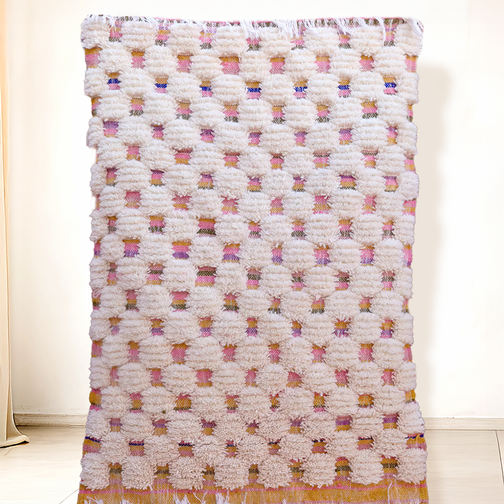 Moroccan custom rug from Beni Ourain, Wool, White