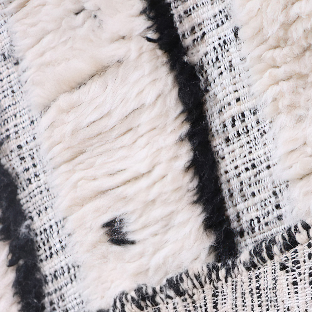 Moroccan custom rug from Beni Ourain, Wool, black and white