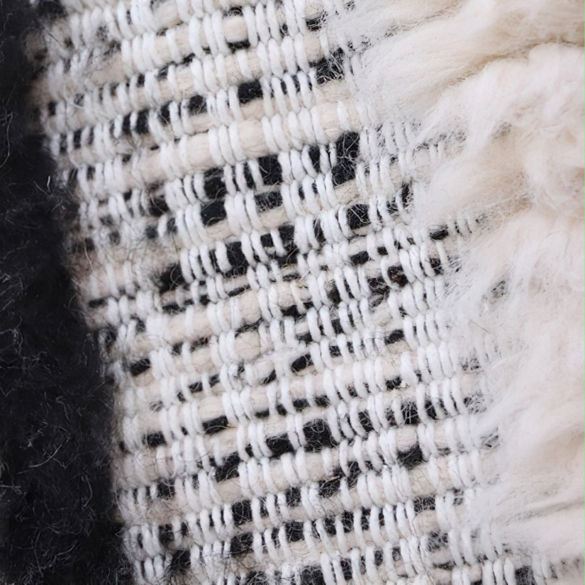 Moroccan custom rug from Beni Ourain, Wool, black and white