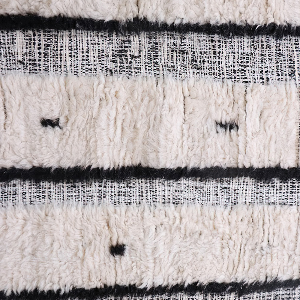 Moroccan custom rug from Beni Ourain, Wool, black and white