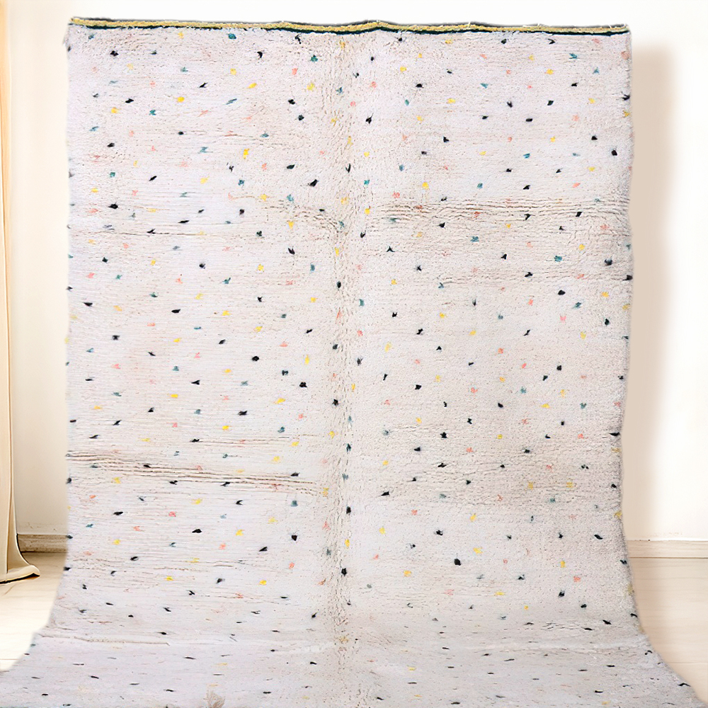 Moroccan custom rug from Beni Ourain, Wool, White