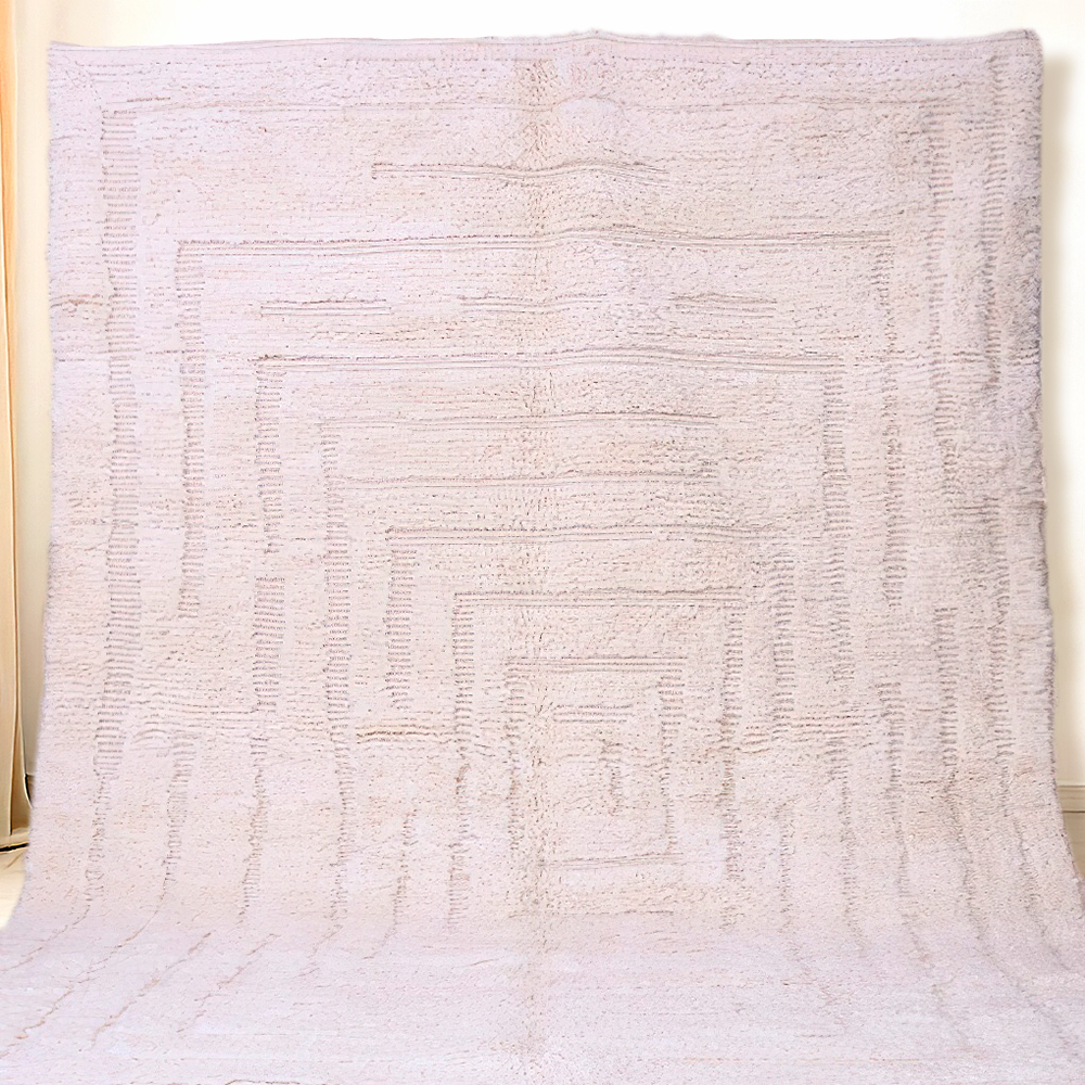 Moroccan custom rug from Beni Ourain, Wool, White