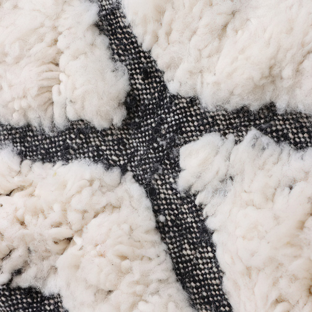 Moroccan custom rug from Beni Ourain, Wool, black and white