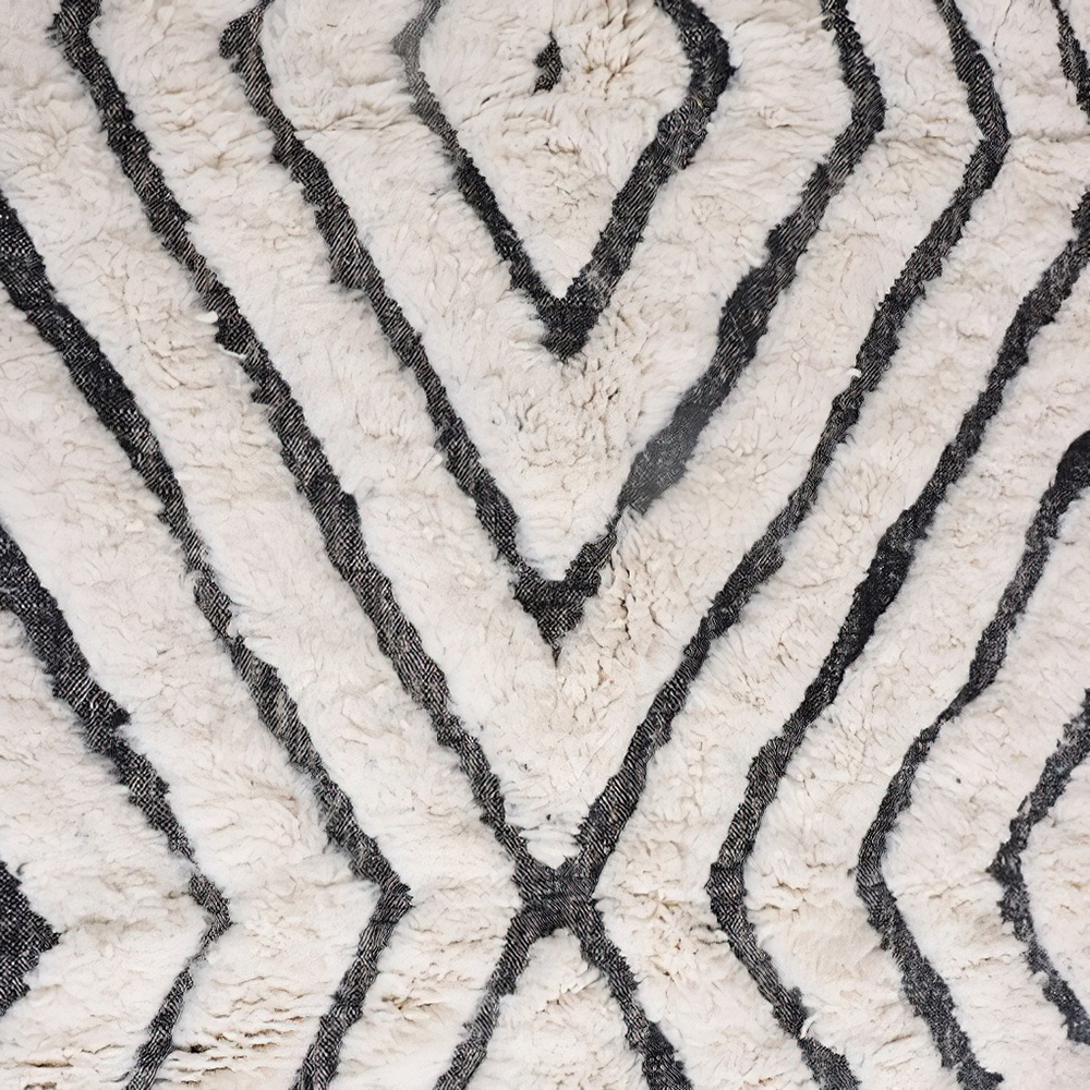 Moroccan custom rug from Beni Ourain, Wool, black and white