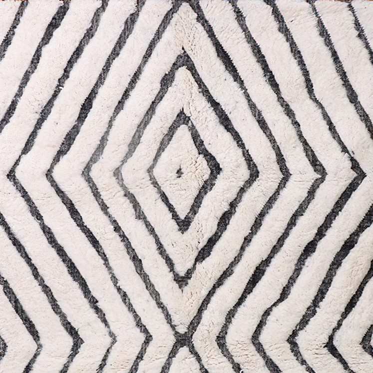 Moroccan custom rug from Beni Ourain, Wool, black and white