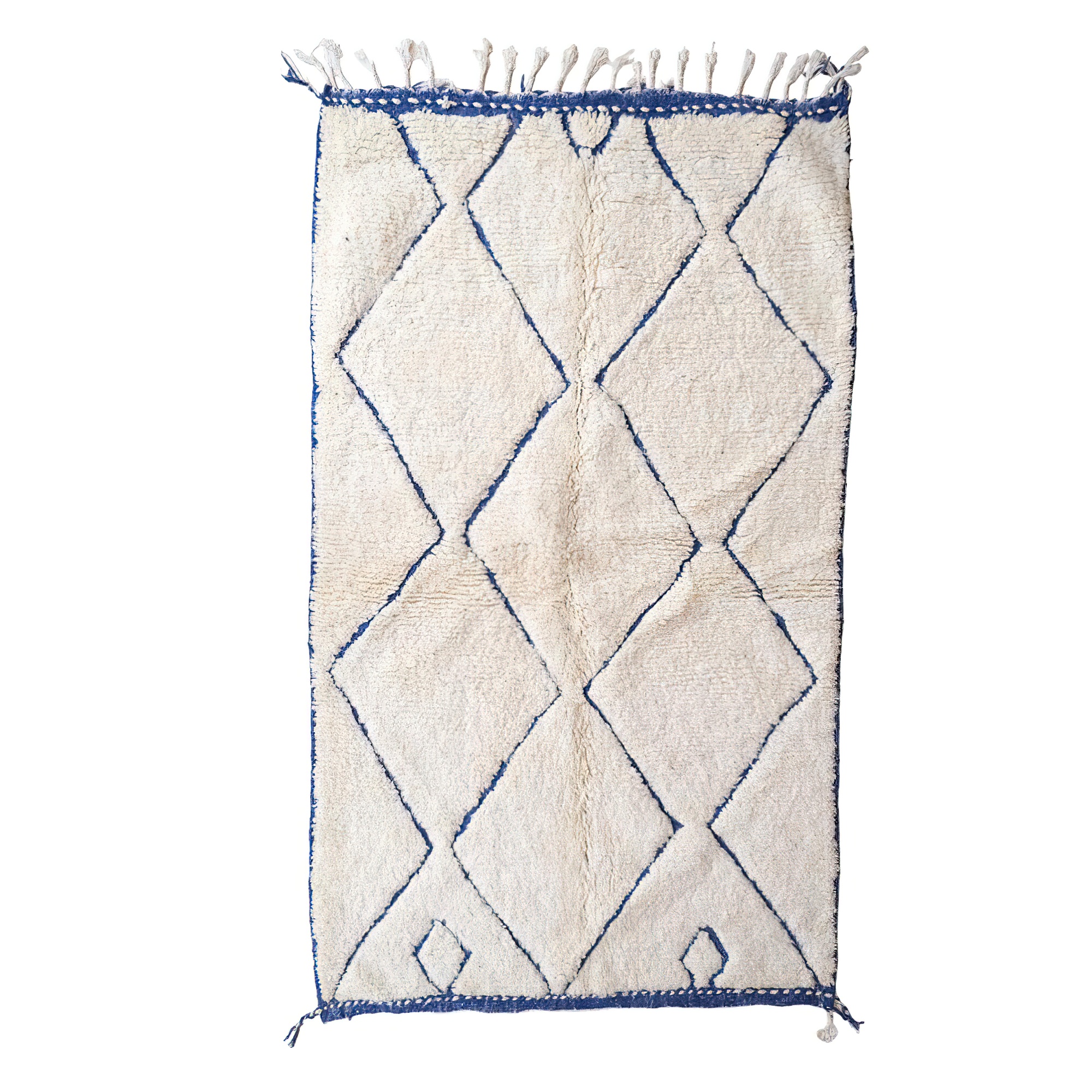 Moroccan custom rug from Beni Ourain, Wool and Thread, White