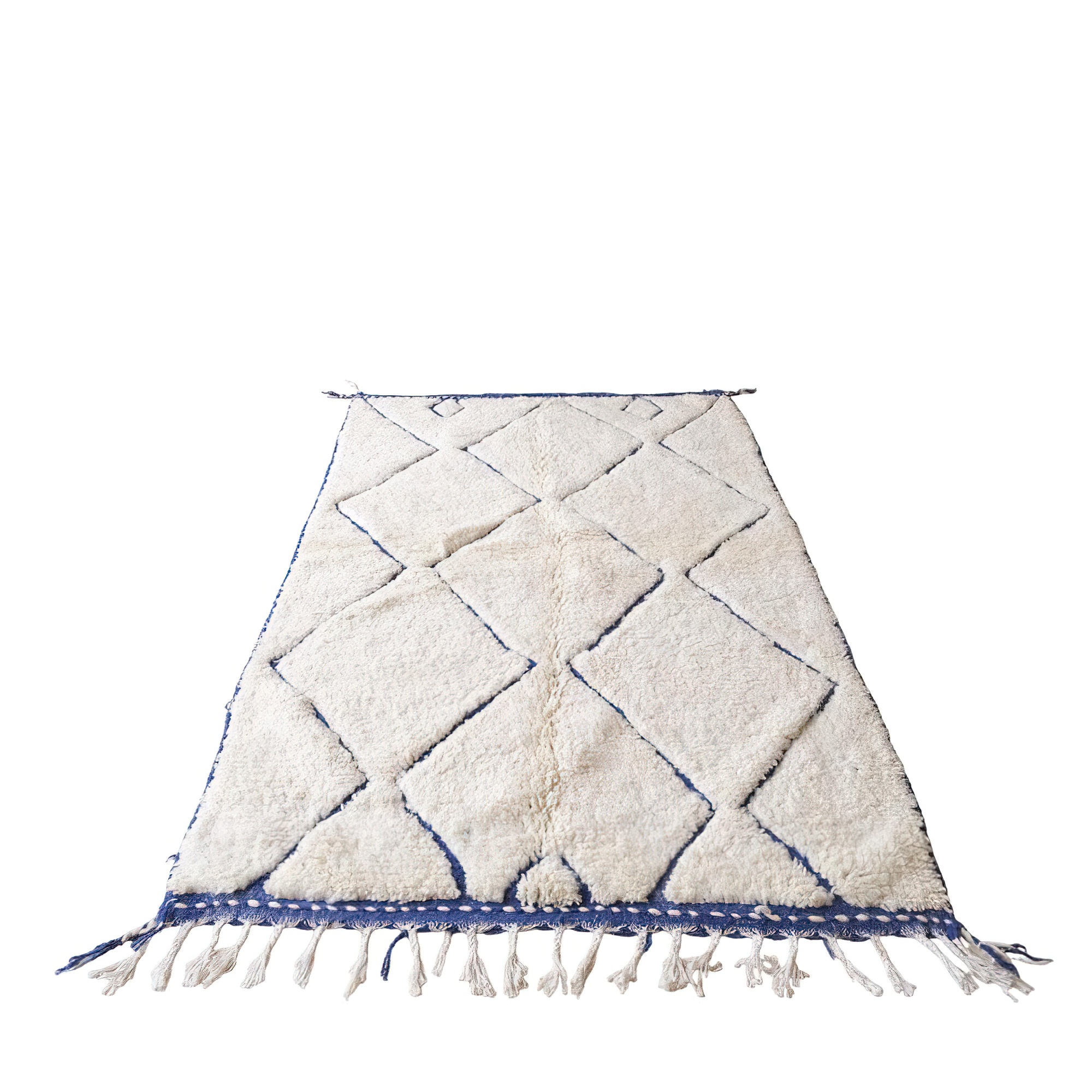 Moroccan custom rug from Beni Ourain, Wool and Thread, White