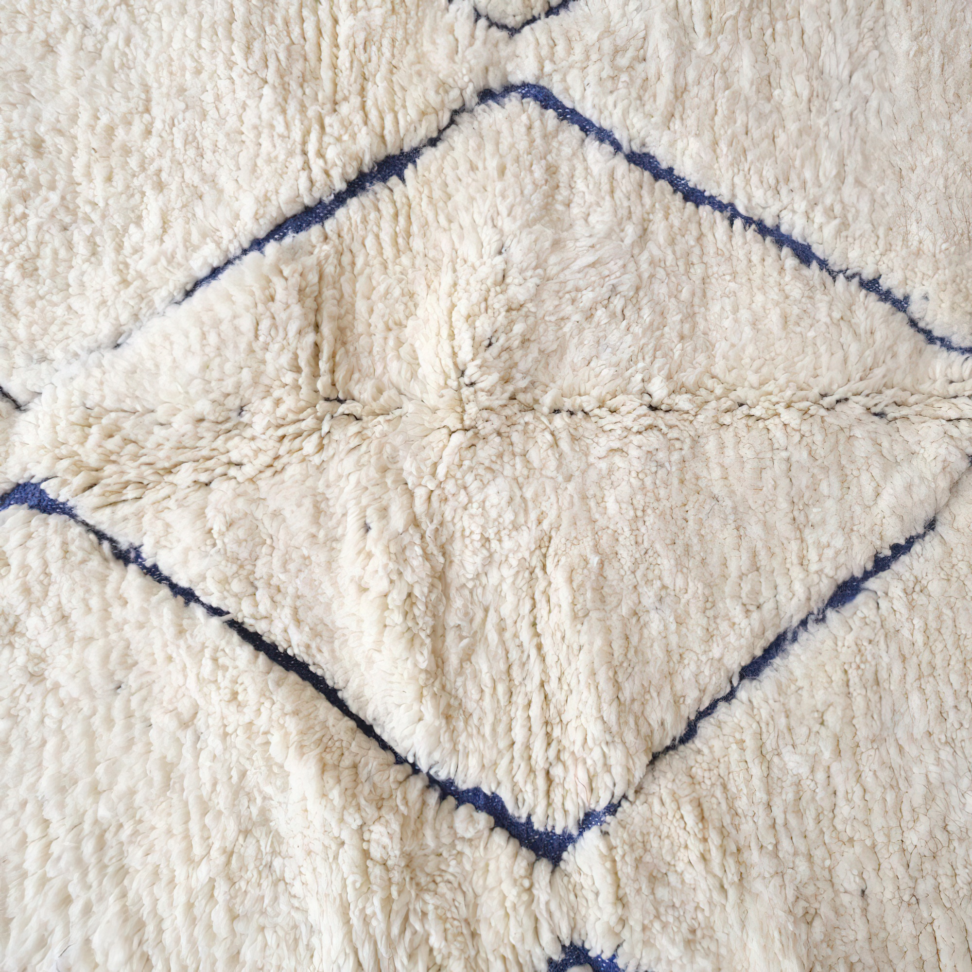 Moroccan custom rug from Beni Ourain, Wool and Thread, White