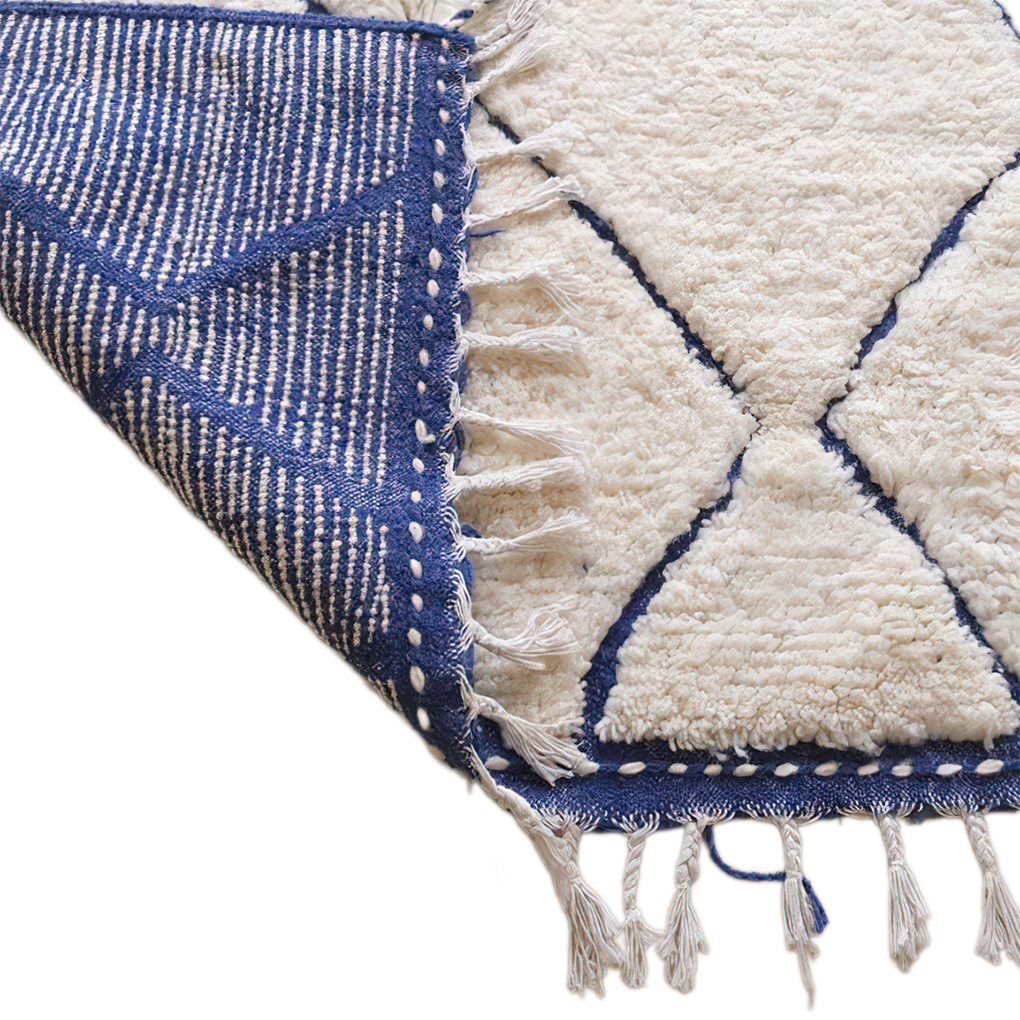 Moroccan custom rug from Beni Ourain, Wool and Thread, White