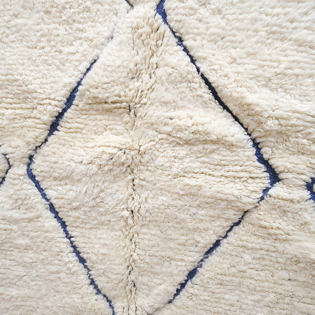 Moroccan custom rug from Beni Ourain, Wool and Thread, White