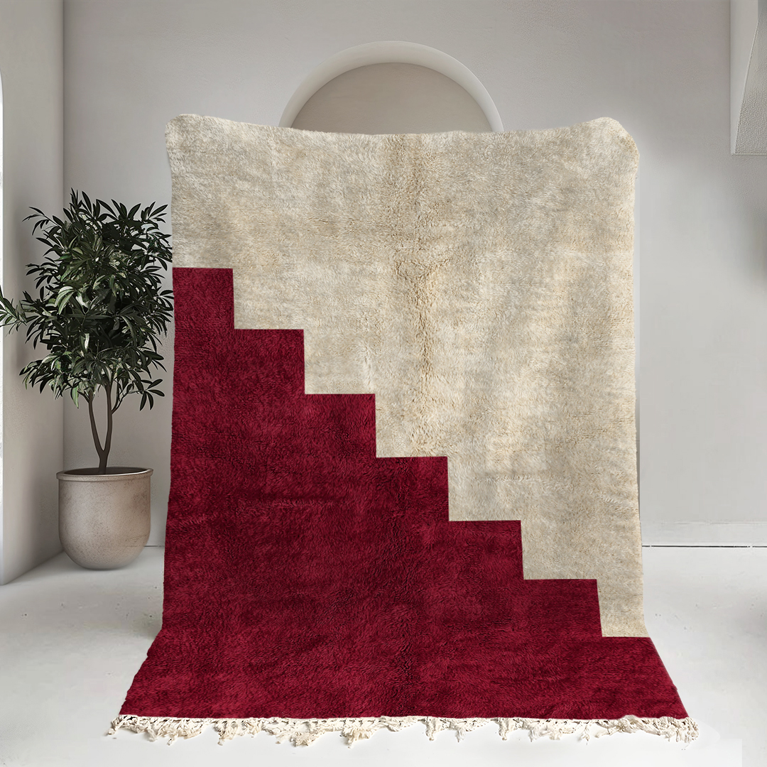 Moroccan custom rug from Beni Ourain, Wool, Red