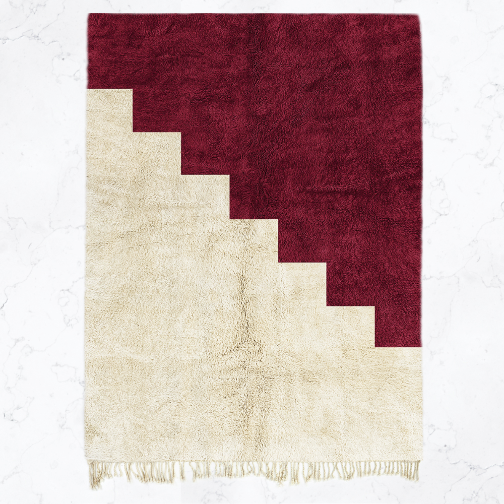 Moroccan custom rug from Beni Ourain, Wool, Red