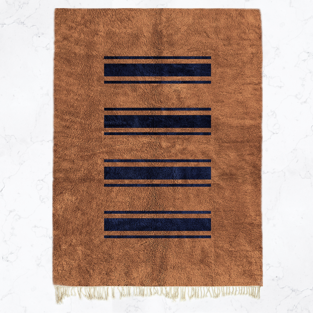 Moroccan custom rug from Beni Ourain, Wool, Orange