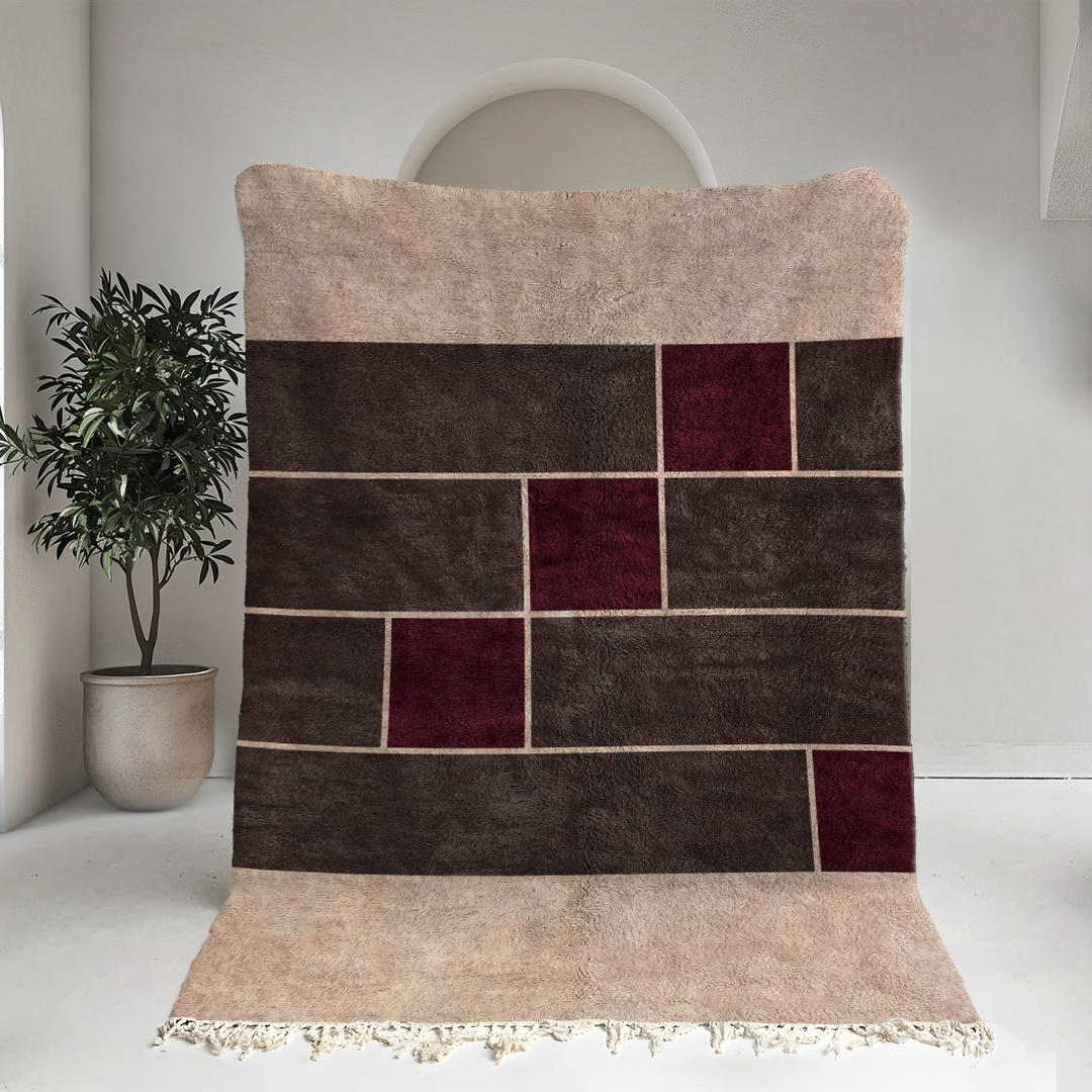 Moroccan custom rug from Beni Ourain, Wool, Brown