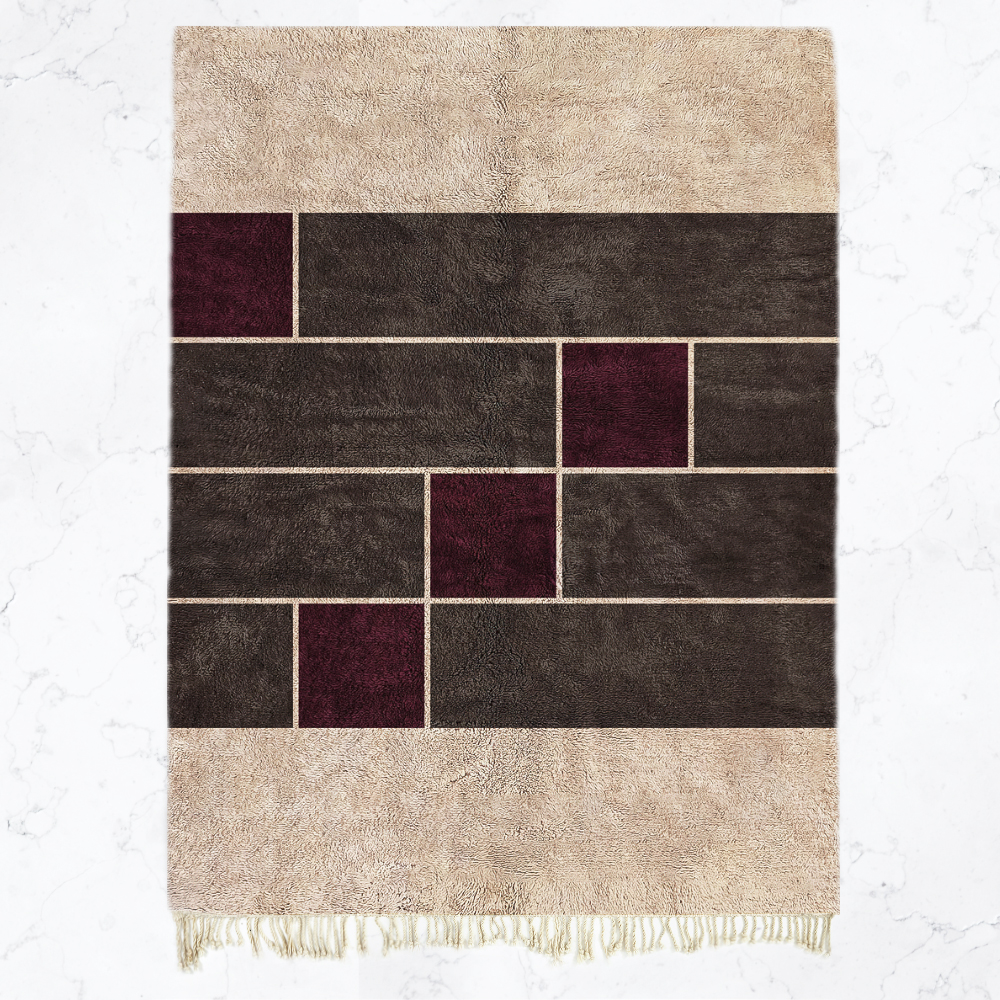 Moroccan custom rug from Beni Ourain, Wool, Brown