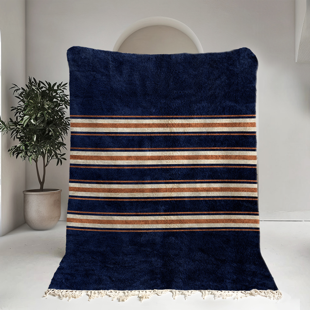 Moroccan custom rug from Beni Ourain, Wool, Blue