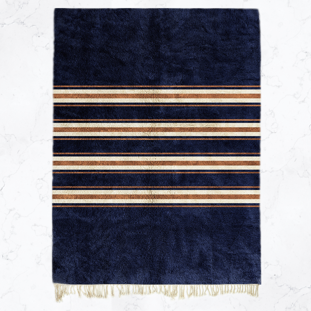 Moroccan custom rug from Beni Ourain, Wool, Blue