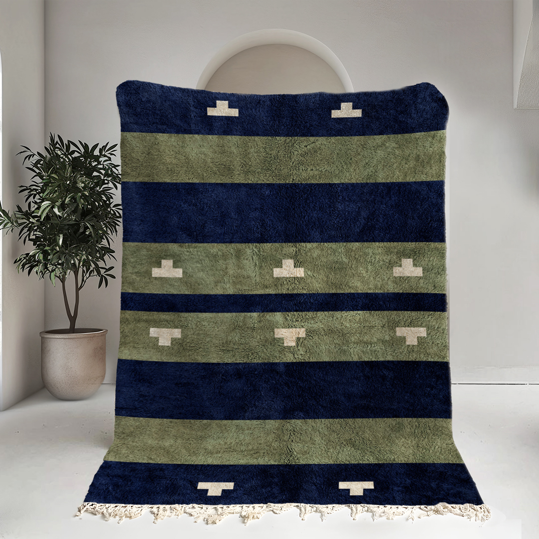 Moroccan custom rug from Beni Ourain, Wool, Green