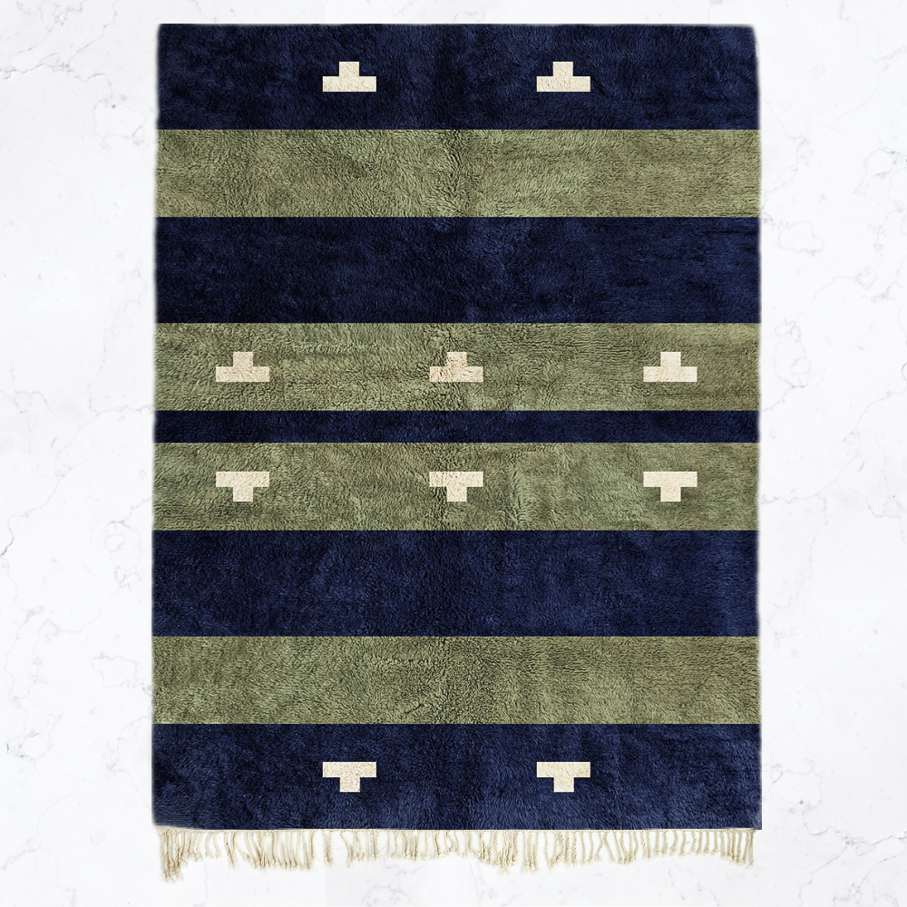 Moroccan custom rug from Beni Ourain, Wool, Green