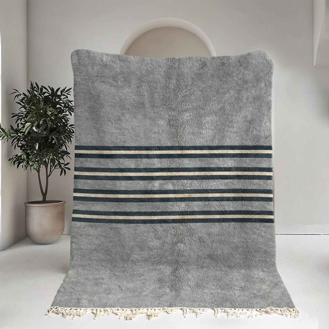 Moroccan custom rug from Beni Ourain, Wool, Gray