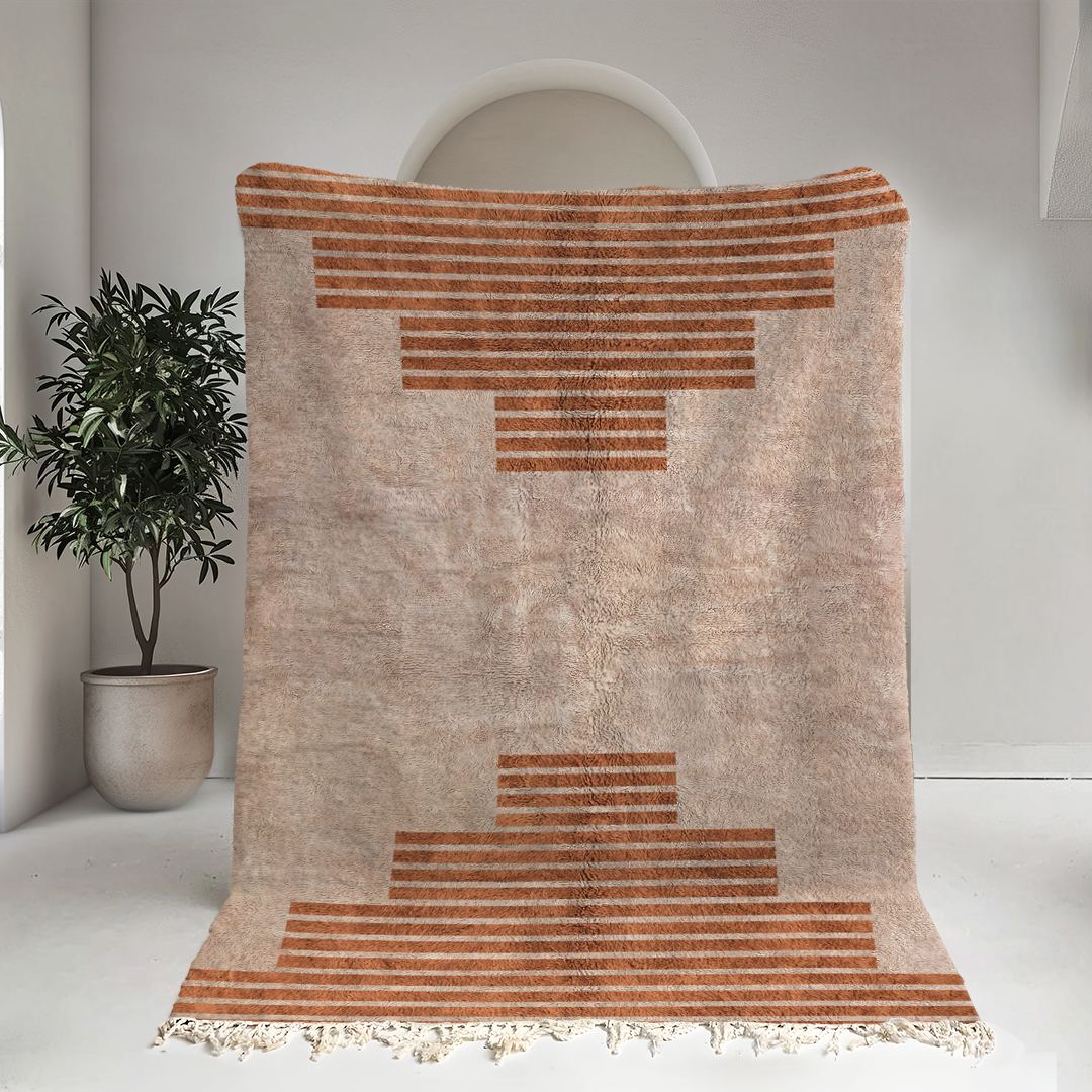 Moroccan custom rug from Beni Ourain, Wool, Orange