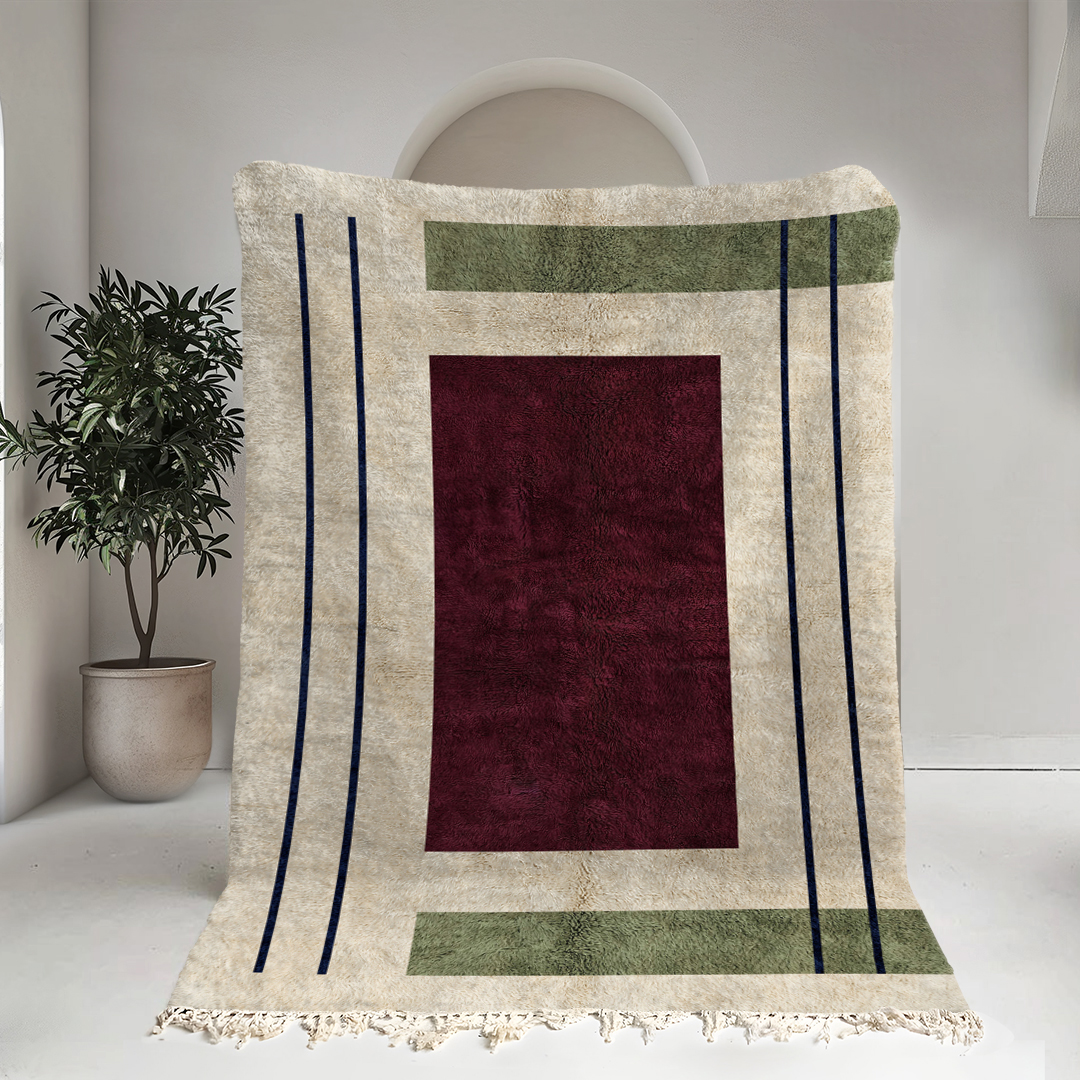 Moroccan custom rug from Beni Ourain, Wool, White