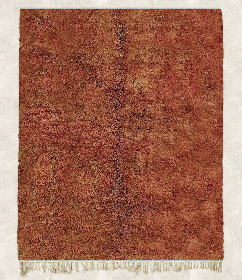 Moroccan custom rug from Beni Ourain, Wool, Orange