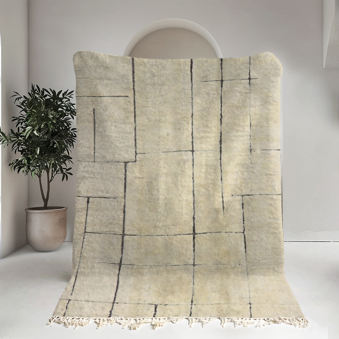 Moroccan custom rug from Beni Ourain, Wool, White