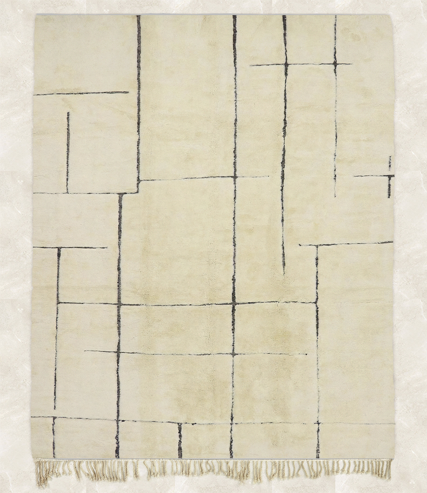 Moroccan custom rug from Beni Ourain, Wool, White