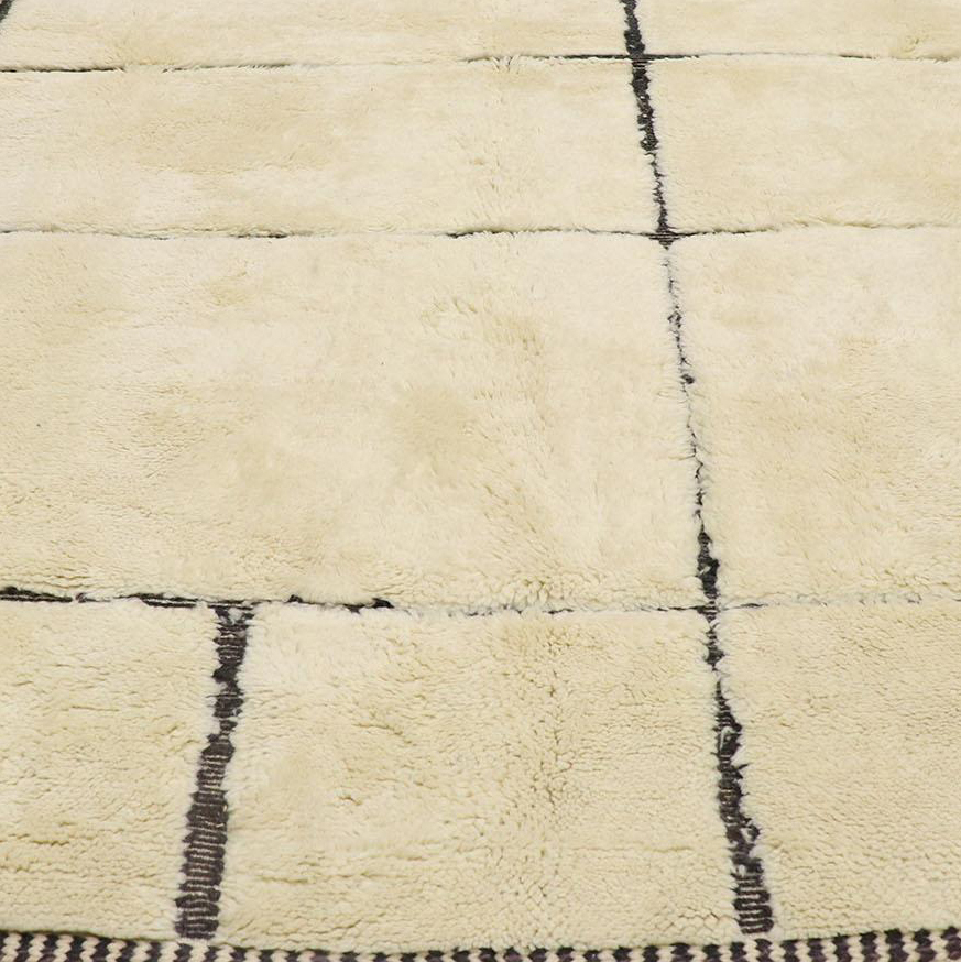 Moroccan custom rug from Beni Ourain, Wool, White