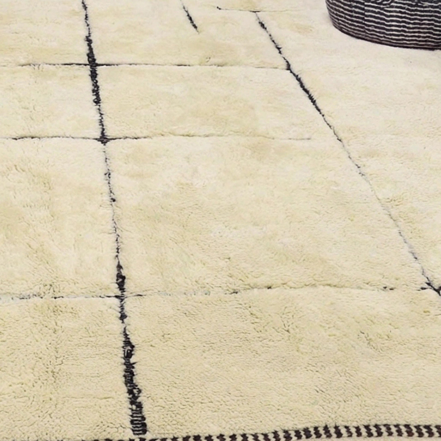 Moroccan custom rug from Beni Ourain, Wool, White
