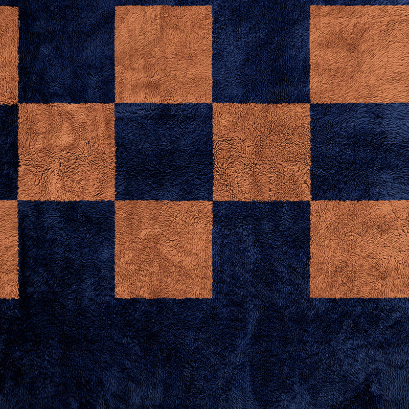 Moroccan custom rug from Beni Ourain, Wool, Blue