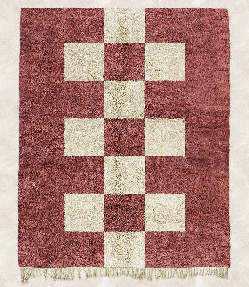 Moroccan custom rug from Beni Ourain, Wool, Red