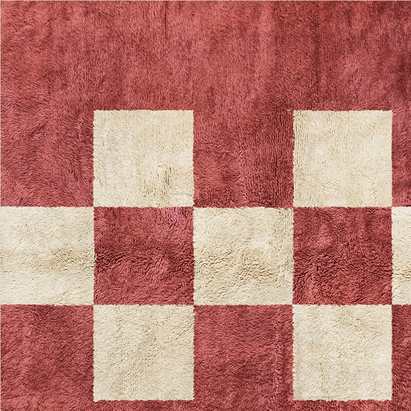 Moroccan custom rug from Beni Ourain, Wool, Red