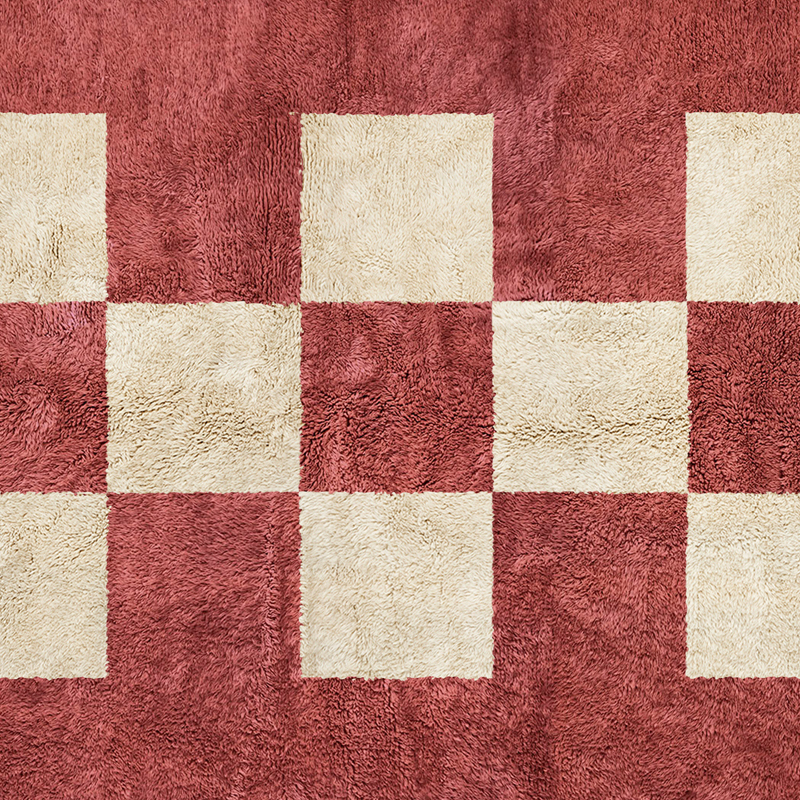 Moroccan custom rug from Beni Ourain, Wool, Red