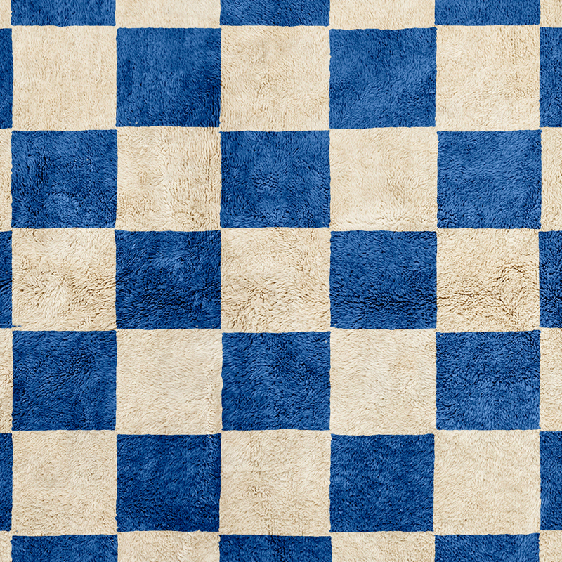 Moroccan custom rug from Beni Ourain, Wool, Blue