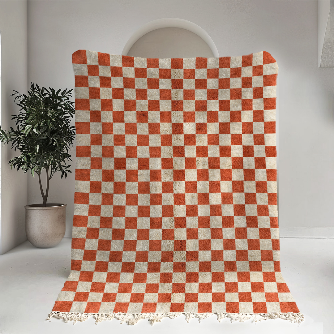 Moroccan custom rug from Beni Ourain, Wool, Orange