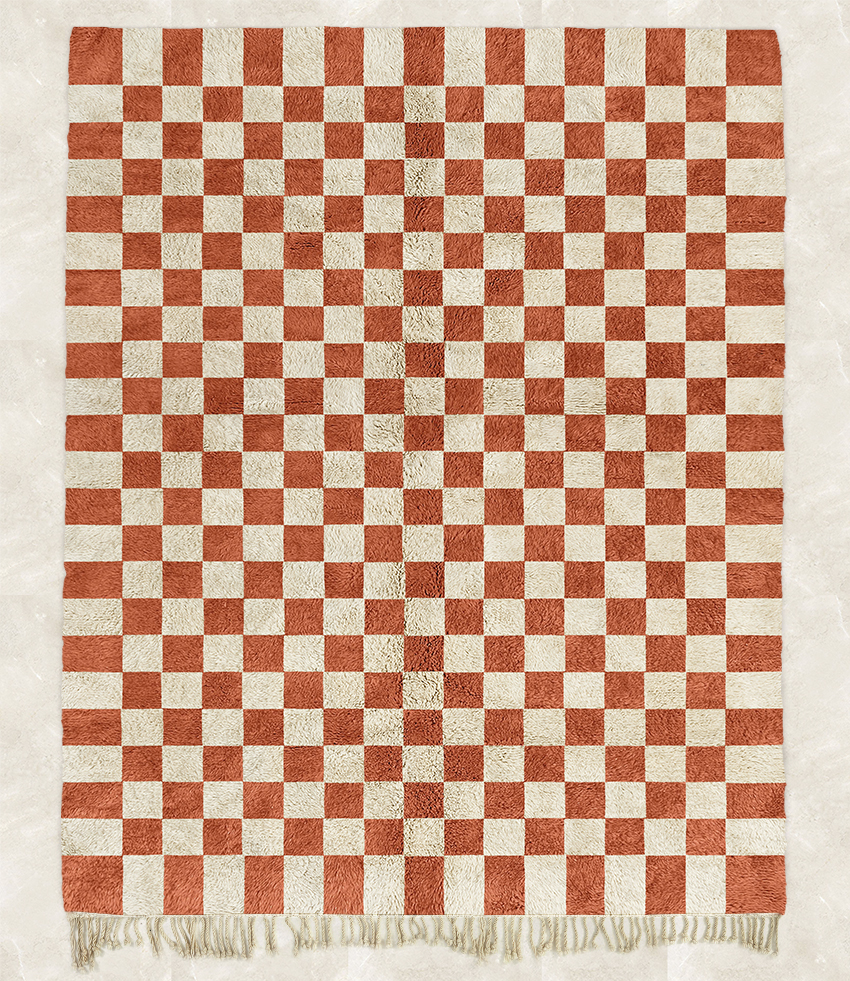 Moroccan custom rug from Beni Ourain, Wool, Orange