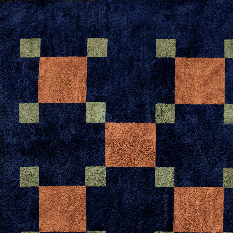 Moroccan custom rug from Beni Ourain, Wool, Blue