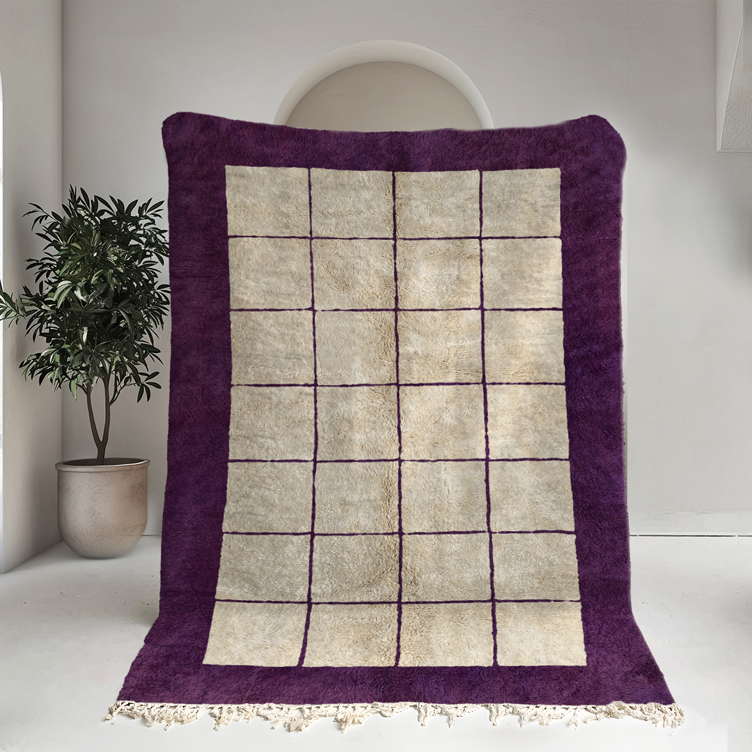 Moroccan custom rug from Beni Ourain, Wool, Purple