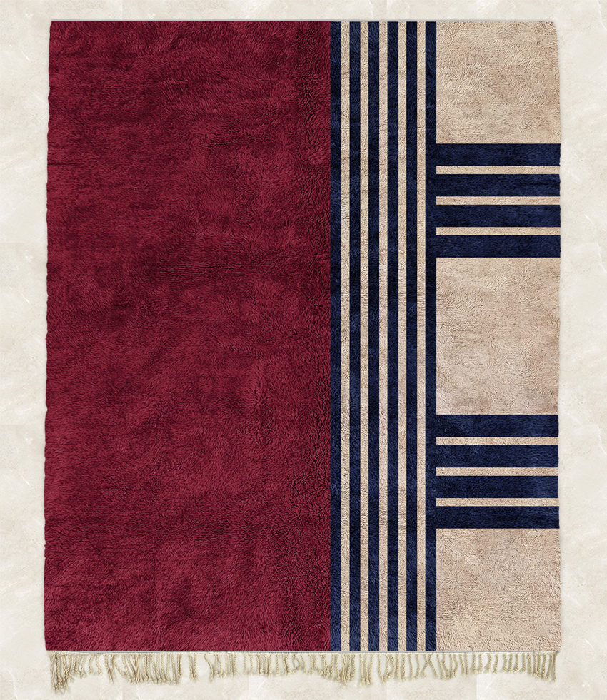 Moroccan custom rug from Beni Ourain, Wool, Red